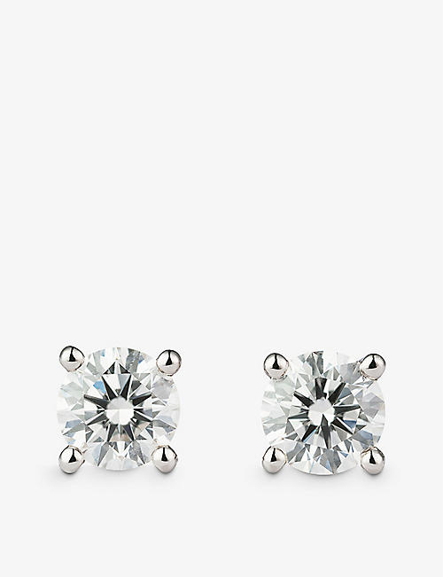 THE DIAMOND LAB: Timeless 18ct white-gold and 2.03ct round-brilliant diamond earrings