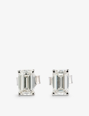 THE DIAMOND LAB: Timeless 18ct white-gold and 1.70ct emerald-cut diamond earrings