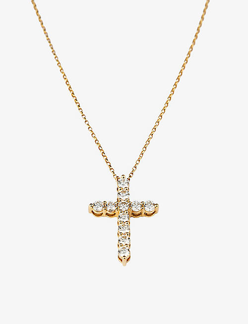 THE DIAMOND LAB: 18ct yellow-gold and 1.17ct brilliant-cut diamond cross pendant necklace
