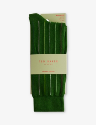 TED BAKER: Sokkthr stripe-embroidered stretch-cotton socks