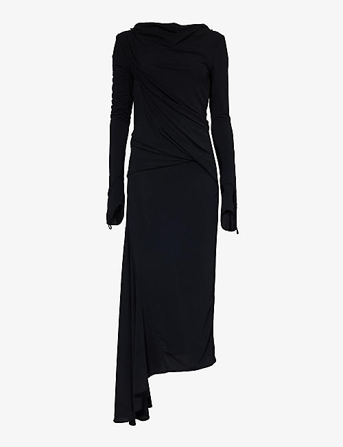 GIVENCHY: Draped cowl-neck stretch-woven maxi dress