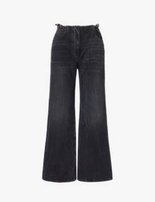 GIVENCHY: Belted low-rise wide-leg jeans