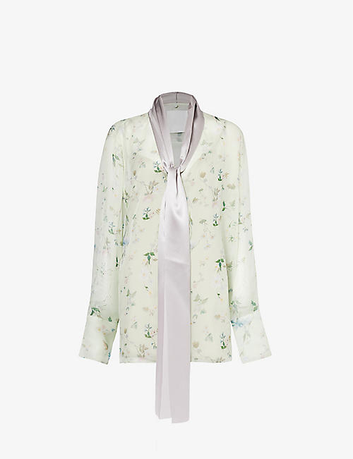 GIVENCHY: Lavallière relaxed-fit silk blouse