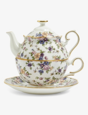 ROYAL ALBERT: 100 Years of Royal Albert 1940 English Chintz Tea for One fine bone china three-piece tea set