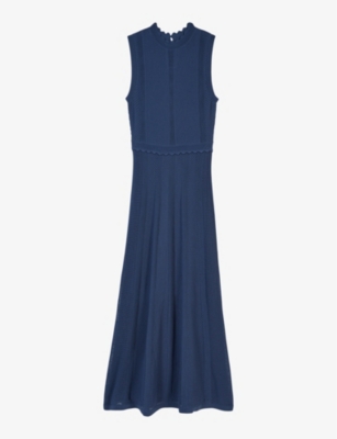 THE KOOPLES: Scalloped-neck sleeveless knitted maxi dress