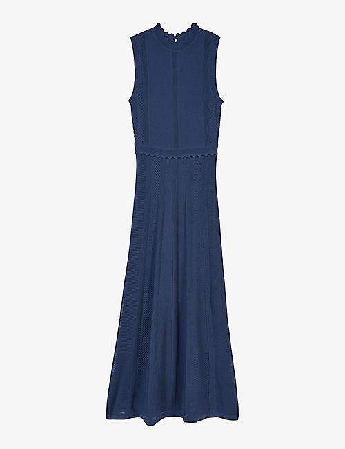 THE KOOPLES: Scalloped-neck sleeveless knitted maxi dress