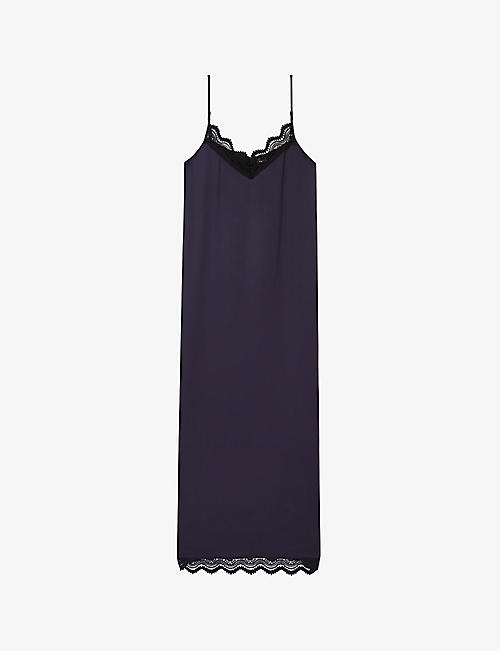 THE KOOPLES: Lace-embroidered V-neck woven maxi dress