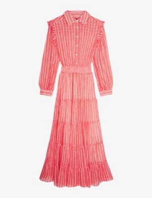THE KOOPLES: Graphic-print shirred-waist woven maxi dress