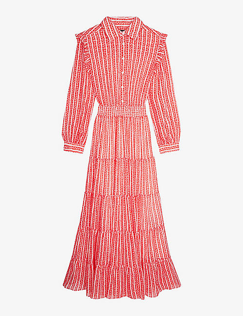 THE KOOPLES: Graphic-print shirred-waist woven maxi dress