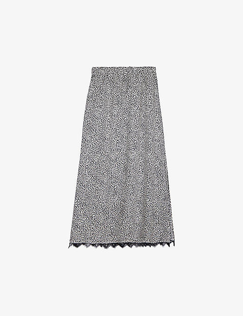 THE KOOPLES: Graphic-print lace-embroidered woven midi skirt