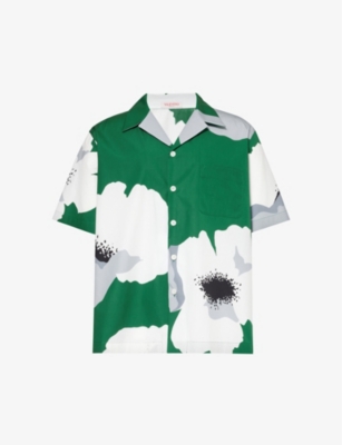 VALENTINO: Graphic-print relaxed-fit cotton shirt