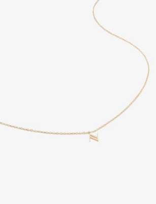 MONICA VINADER: Small letter N 14ct yellow-gold pendant necklace