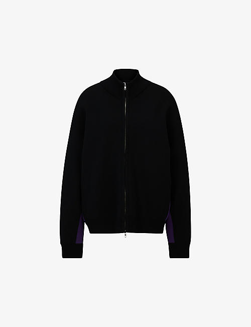 BOSS: BOSS x Naomi Campbell contrast-panel knitted jacket