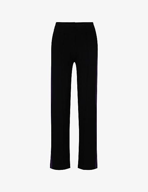 BOSS: BOSS x Naomi Campbell contrast-panel relaxed-fit high-rise knitted trousers