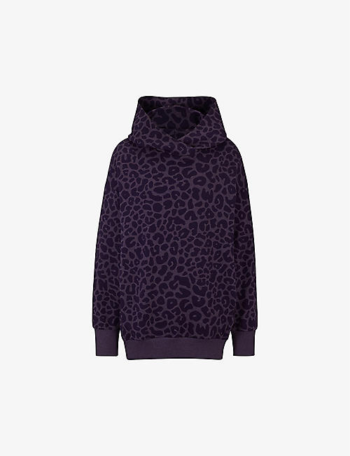 BOSS: BOSS x Naomi Campbell leopard-pattern stretch cotton-blend hoody