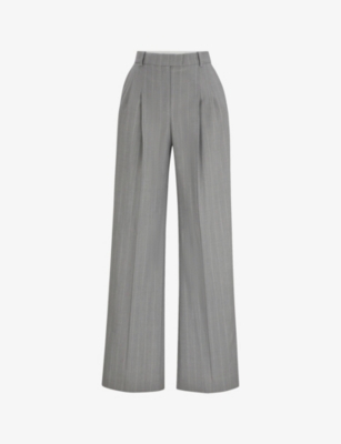 BOSS: BOSS x Naomi Campbell pinstriped wide-leg high-rise wool trousers