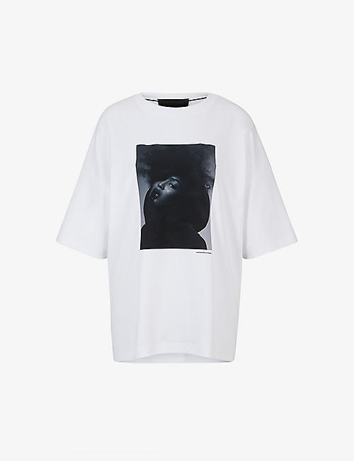 BOSS: BOSS x Naomi Campbell graphic-print relaxed-fit cotton-jersey T-shirt