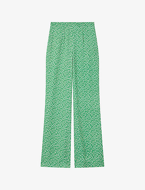 LK BENNETT: Esme ribbon-print high-rise woven trousers