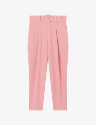 LK BENNETT: Tabitha belted-waist high-rise crepe trousers