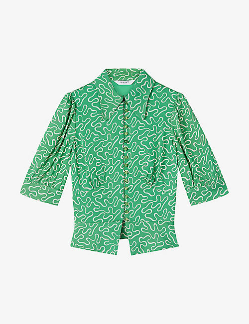 LK BENNETT: Esme ribbon-print woven shirt