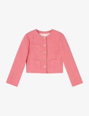 LK BENNETT: Allie boxy-fit tweed cotton-blend jacket