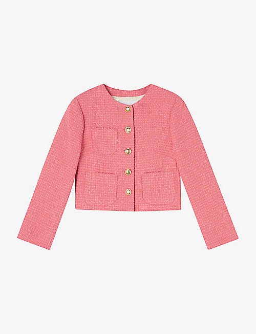 LK BENNETT: Allie boxy-fit tweed cotton-blend jacket