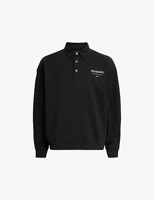 ALLSAINTS: Underground logo-print relaxed-fit polo sweatshirt
