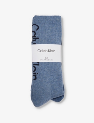 CALVIN KLEIN: Athleisure branded pack of three cotton-blend knitted socks