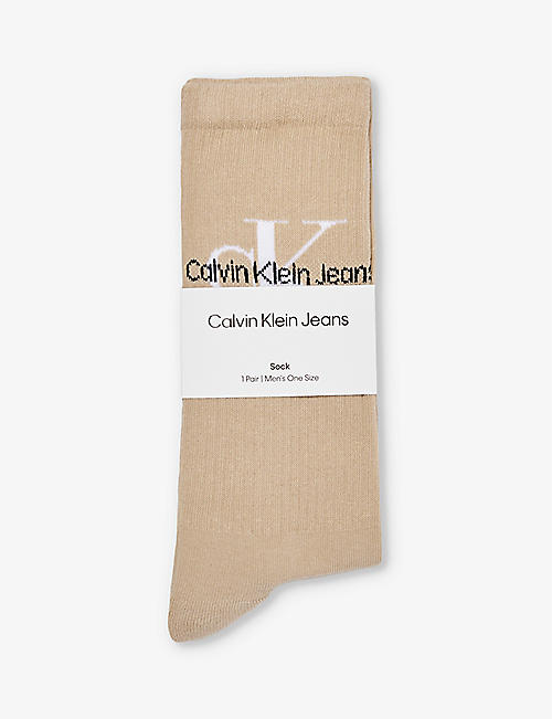 CALVIN KLEIN: Branded crew-length cotton-blend socks