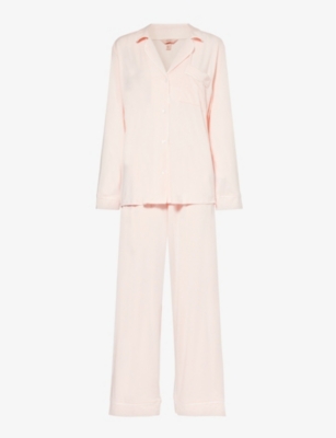 EBERJEY: Gisele contrast-piping stretch-woven pyjama set