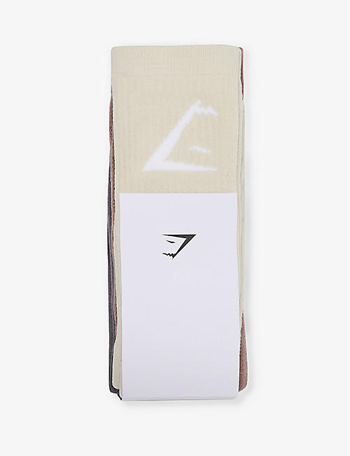 GYMSHARK: Logo-print pack of three stretch-cotton blend socks