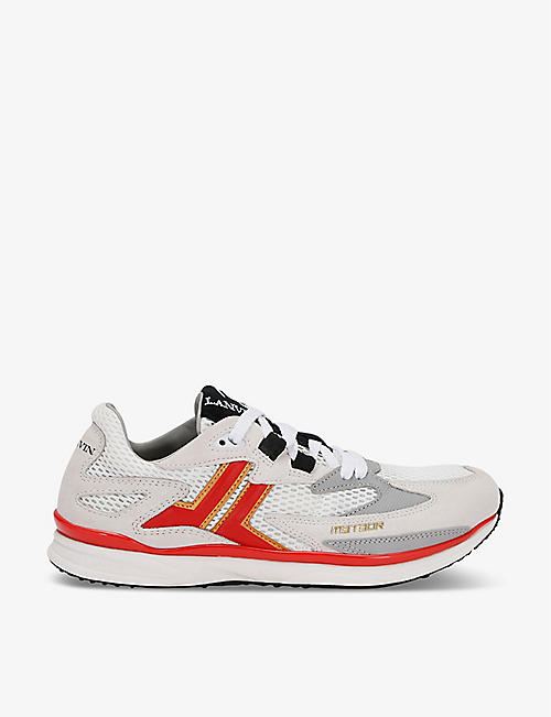 LANVIN: Meteor branded suede and mesh low-top trainers