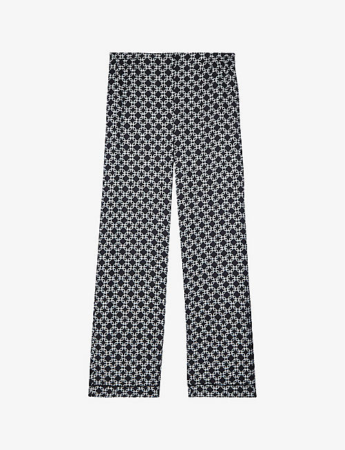 THE KOOPLES: Geometric-print straight-leg mid-rise woven trousers