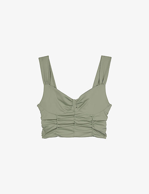 THE KOOPLES: Ruched bralette stretch-woven top