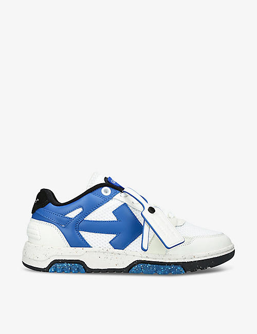 OFF-WHITE C/O VIRGIL ABLOH: Slim Out of Office arrow-embroidered leather and mesh low-top trainers