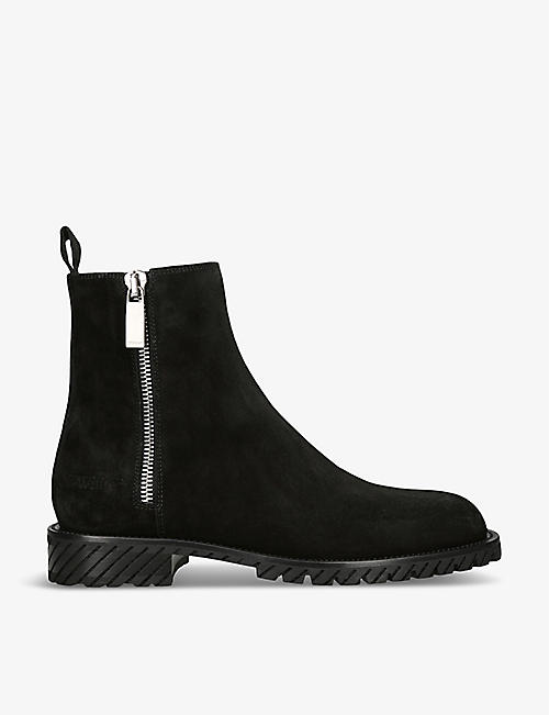 OFF-WHITE C/O VIRGIL ABLOH: Military zipped suede ankle boots