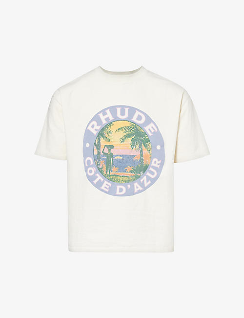 RHUDE: Côte d'Azur logo-print cotton-jersey T-shirt