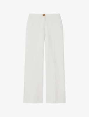 LK BENNETT: Ami wide-leg high-rise cotton trousers