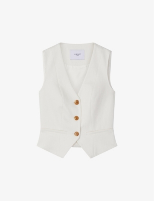 LK BENNETT: Ami V-neck slim-fit cotton waistcoat