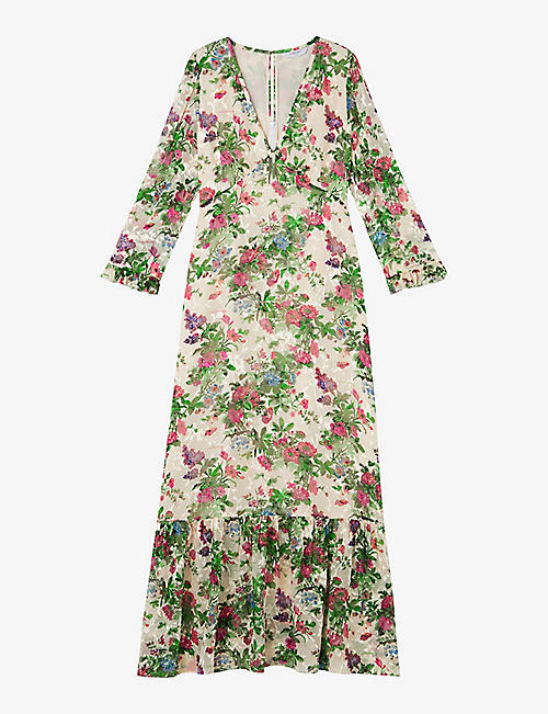 LK BENNETT: Deborah floral-print V-neck silk-blend maxi dress