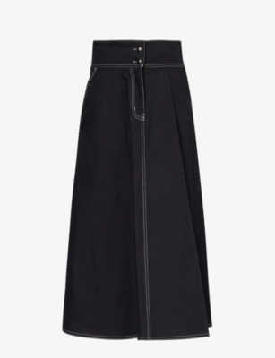 MAX MARA: Yamato high-rise cotton and linen-blend midi skirt