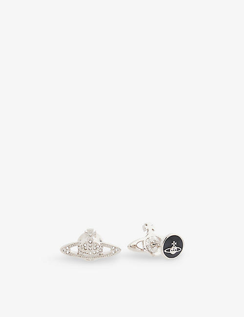 VIVIENNE WESTWOOD: Mini Bas Relief silver-tone brass and crystal cufflinks
