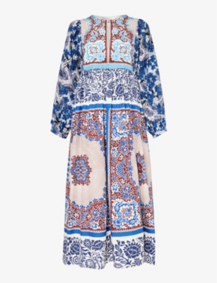 WEEKEND MAX MARA: Ghiotto graphic-pattern cotton-poplin midi dress