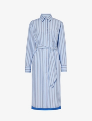 WEEKEND MAX MARA: Edipo striped boxy-fit cotton-poplin midi dress