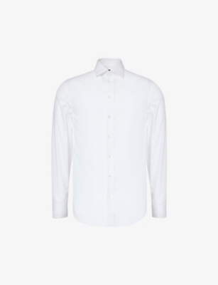EMPORIO ARMANI: Curved-hem regular-fit cotton shirt