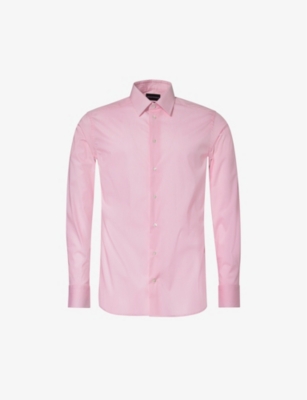 EMPORIO ARMANI: Curved-hem darted cotton-blend shirt