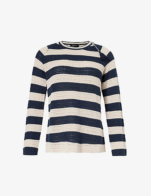 S MAX MARA: Lina striped boxy-fit linen-knit jumper