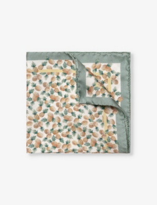 ETON: Graphic-print linen pocket square