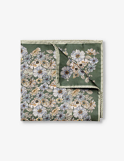ETON: Floral-print silk pocket square