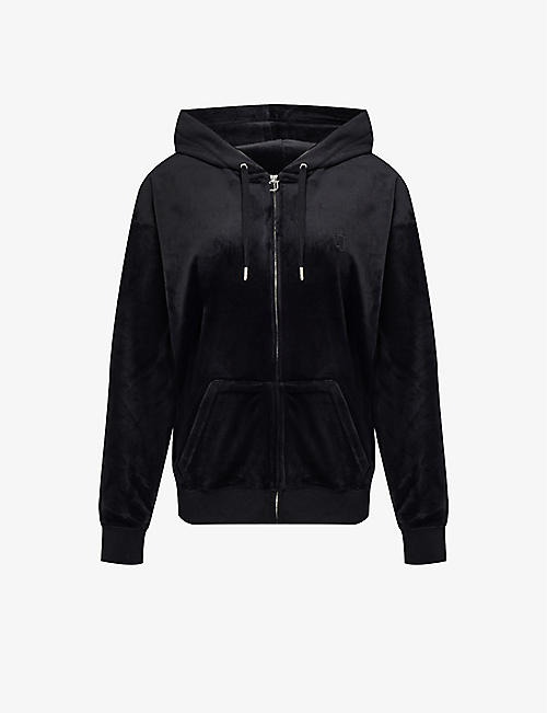 JUICY COUTURE: Halan logo-embroidered velour hoody